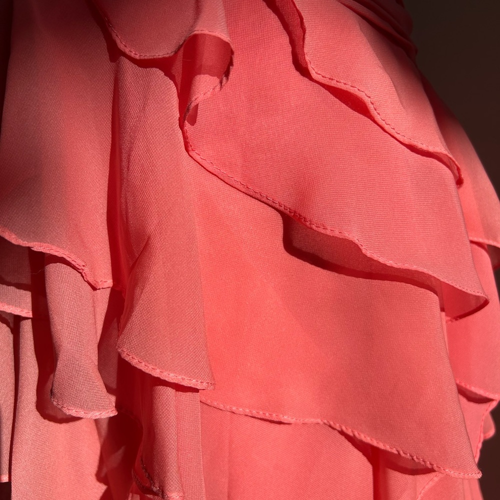 Chic Coral Ruffled Prom Dress - Picture 5 of 11